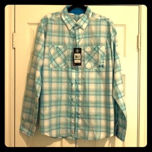 MENS LARGE PLAID FISHING UNDER ARMOR LONG SLEEVE